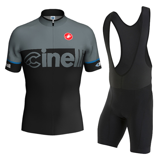 2016 Maillot Cinelli Tirantes Mangas Cortas Negro Y grigio